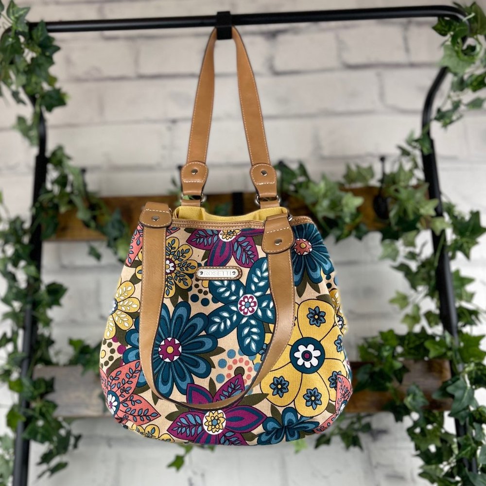 Rosetti Floral Canvas Bucket-Style Tote/Purse